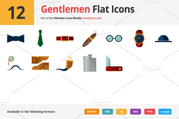 12 Gentlemen Flat Icons