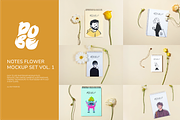 Notes Flower Mockup Set - Vol 1, a Mockup by DOBE Studio (Thumbnail 1 of 4)