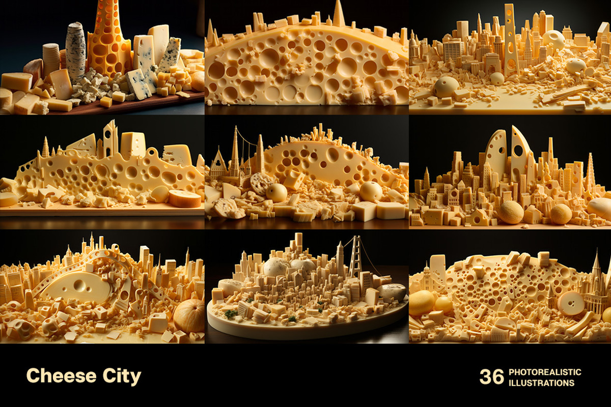 Cheese City. 36 images, a Food Illustration by Handmadefont (Photo 2 of 11)