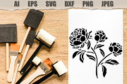 Stencils Peony Flower, a Seasonal Illustration by MARYCRAFTIRIA (Thumbnail 2 of 3)