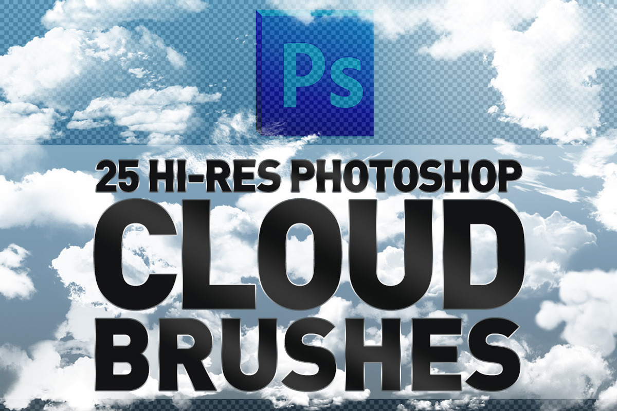 25 Hi-Res Cloud Brushes, a Brush Add-On by Creative Graphics (Photo 1 of 3)