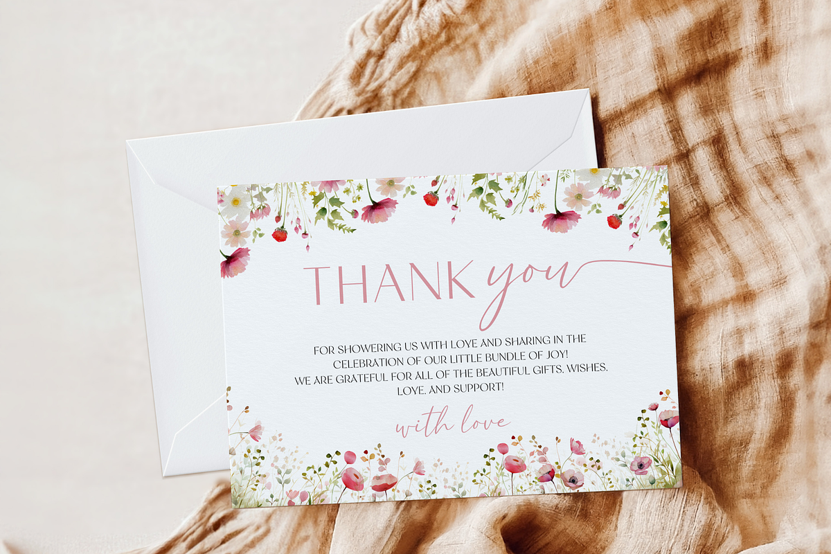 Baby in Bloom Thank You Card Mockup, an Invitation Template by Digital_Mind (Photo 4 of 5)