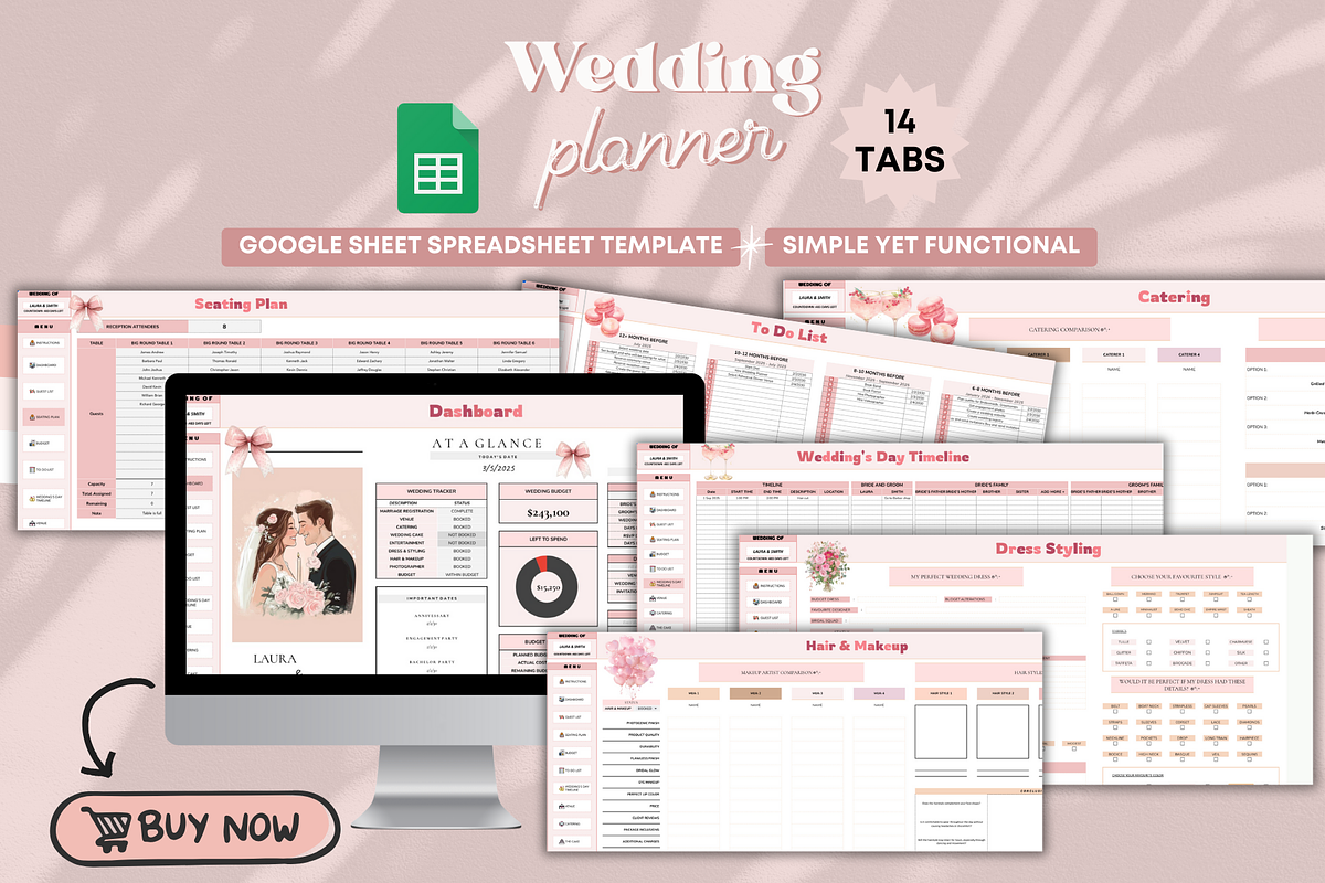 Spreadsheet Wedding Planner Template, a Templates & Theme by bellaROSEworkshop (Photo 6 of 6)
