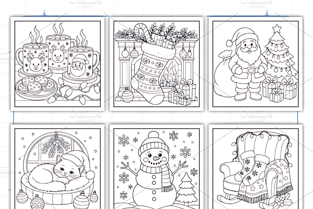Easy Cozy Girls Christmas Coloring, a Seasonal Illustration by Design Station (Photo 3 of 3)