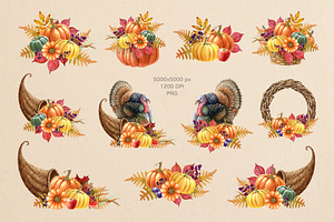 Happy Thanksgiving Hand Painted Set