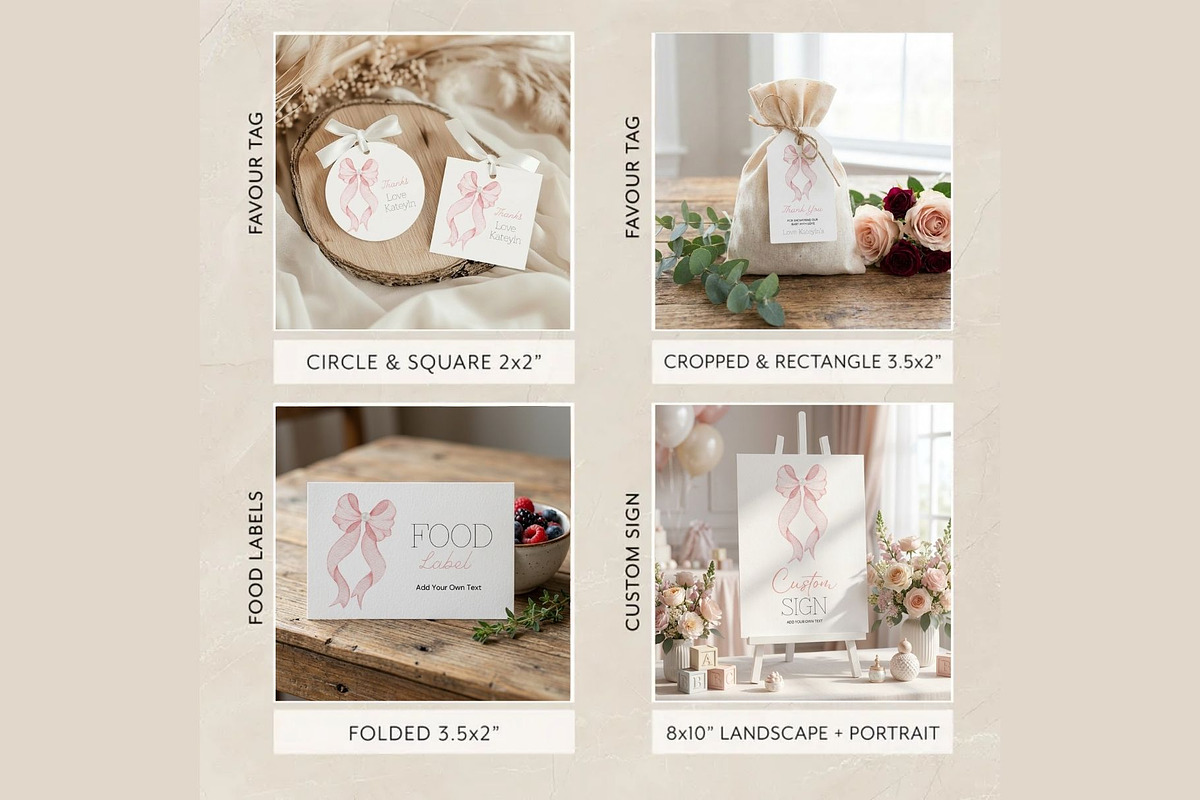 Pink Bow Baby Shower Bundle Template, a Social Media Template by Stellalunarts (Photo 3 of 6)