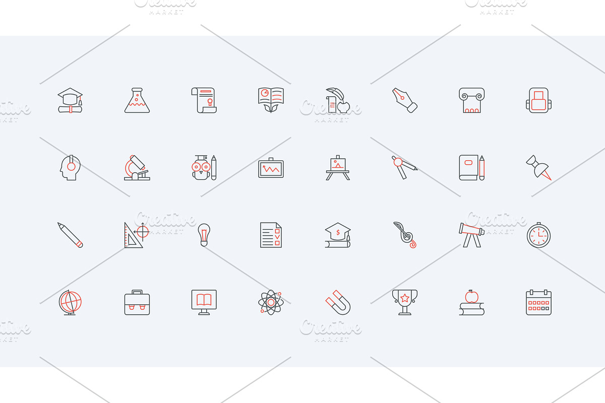 School university education icons, an Education Illustration by Lemberg Vector
