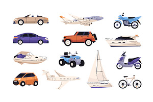 Different types of transport set, a Transportation Illustration by PaperTrident
