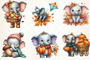 Cute Autumn Elephant Sublimation, an Illustration by DreamCafeArt (Thumbnail 2 of 6)