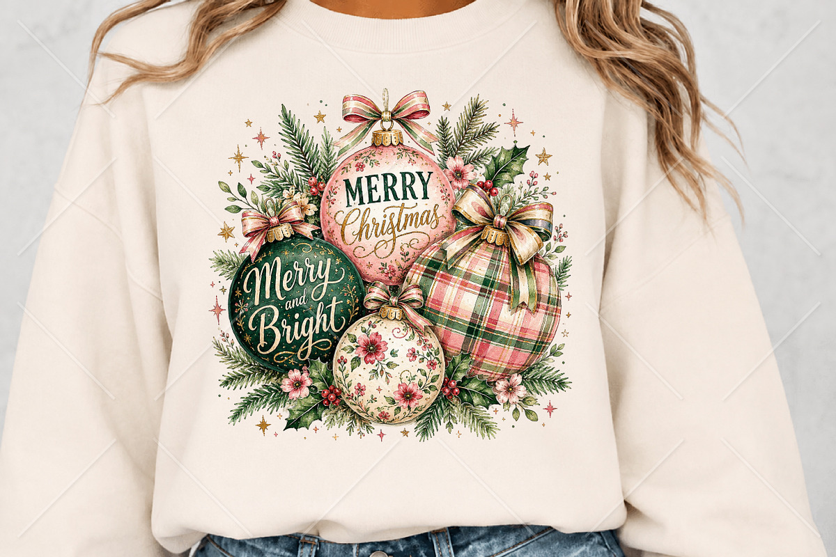 Preppy Merry Christmas Ornament PNG, a Seasonal Illustration by Canvas Craft (Photo 5 of 6)