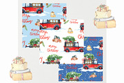 Watercolor Christmas patterns, a Transportation Illustration by JennyColorArt (Thumbnail 3 of 5)