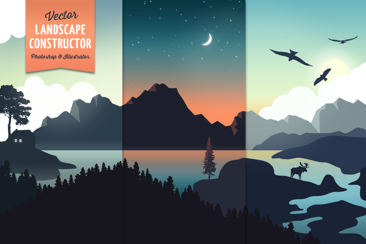 Vector Landscape Construction Set, an Animal Illustration by nordicworker (Photo 1 of 5)