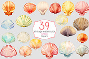 Watercolor shells clipart, a Decorative Illustration by Shahjahangdb1 (Thumbnail 1 of 2)