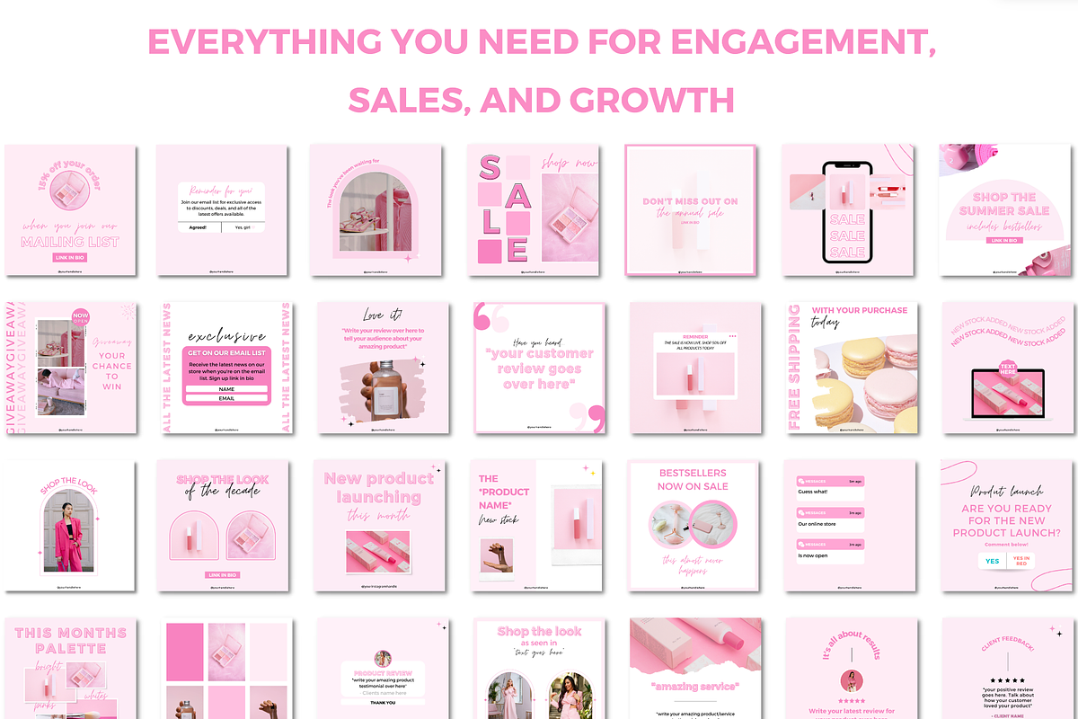 E-commerce Instagram Templates, a Social Media Template by Cate Creates (Photo 3 of 8)