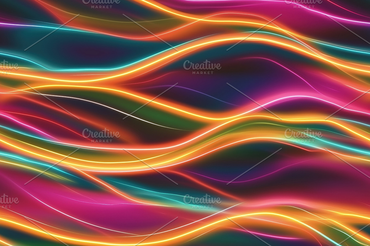 Seamless abstract background featuring flowing lines in shades of pink, orange,, a Pattern Graphic by Textures & Backgrounds