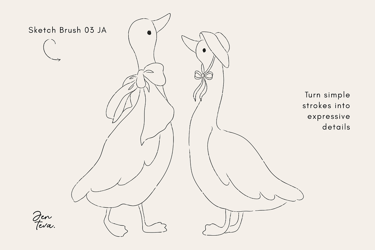 28 Adobe Illustrator Sketch Brushes, a Brush Add-On by Jenteva Art (Photo 7 of 16)