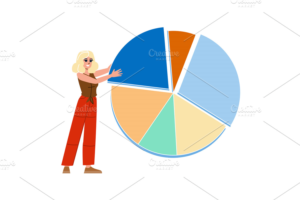 Project manager holding huge pie, a Finance Illustration by pikepicture
