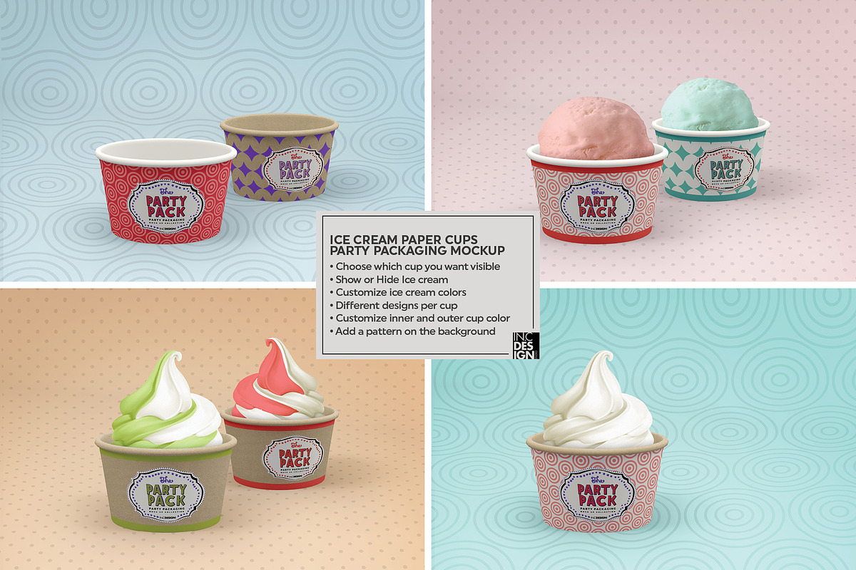 Party Ice Cream Paper Cup Mockup, a Cups & Container Mockup by INCDesign (Photo 2 of 7)