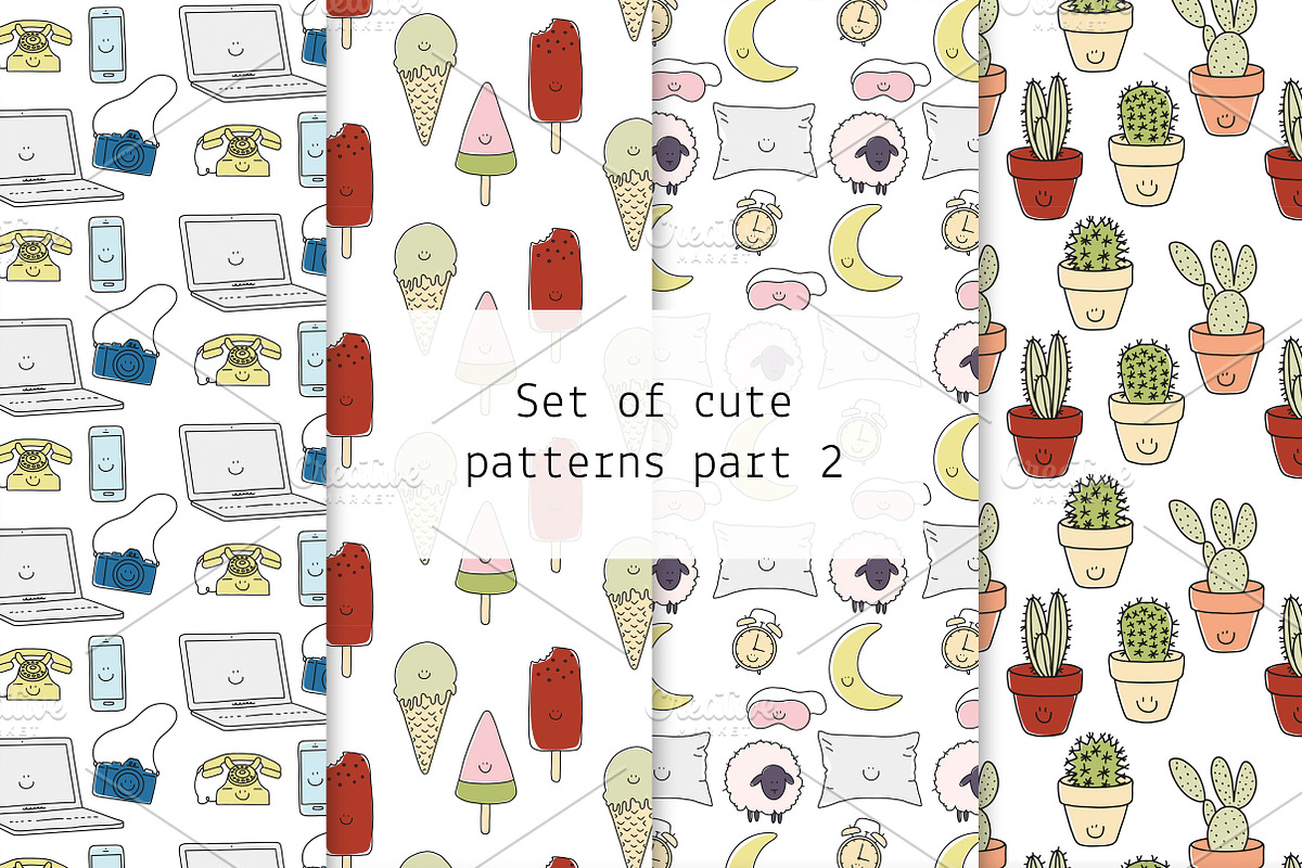Set of cute patterns part 2, a Pattern Graphic by Lyolya Profitrolya