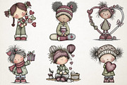 Valentine Cute Quirky Girl Clipart, an Illustration by RobertsArt (Thumbnail 7 of 7)