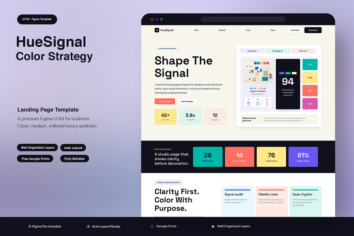 Color Strategy Landing Page, an UI Kit Template by Pitchlook.Studio (Photo 1 of 3)