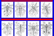 Dragonfly With Flower Coloring V 01, an Animal Illustration by Coco Bloom (Thumbnail 3 of 4)