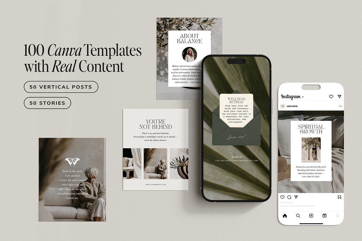 Holistic Wellness Instagram Pack, a Social Media Template by Studio Loire (Photo 2 of 10)