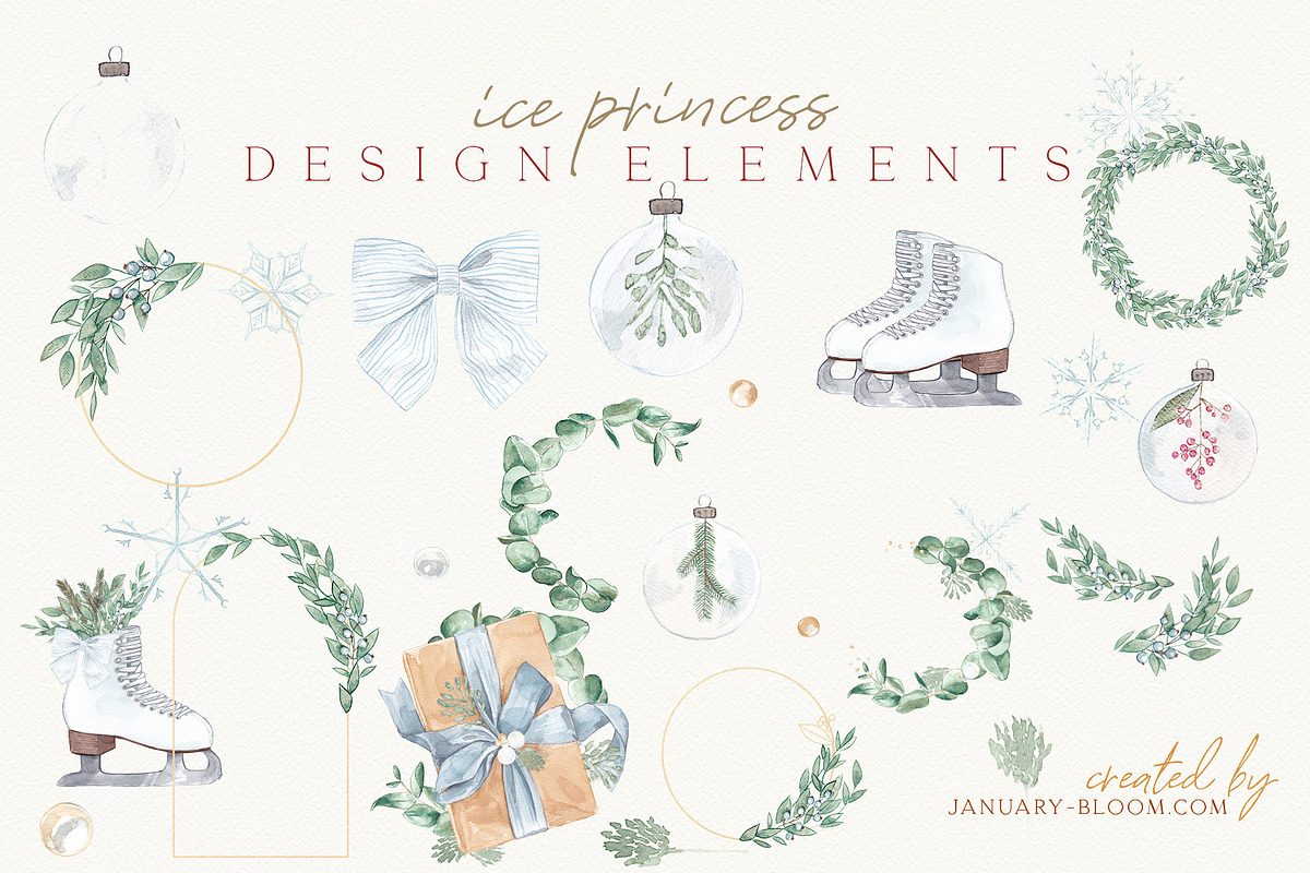 Christmas Watercolor Festive Clipart, an Animal Illustration by January Bloom (Photo 3 of 32)