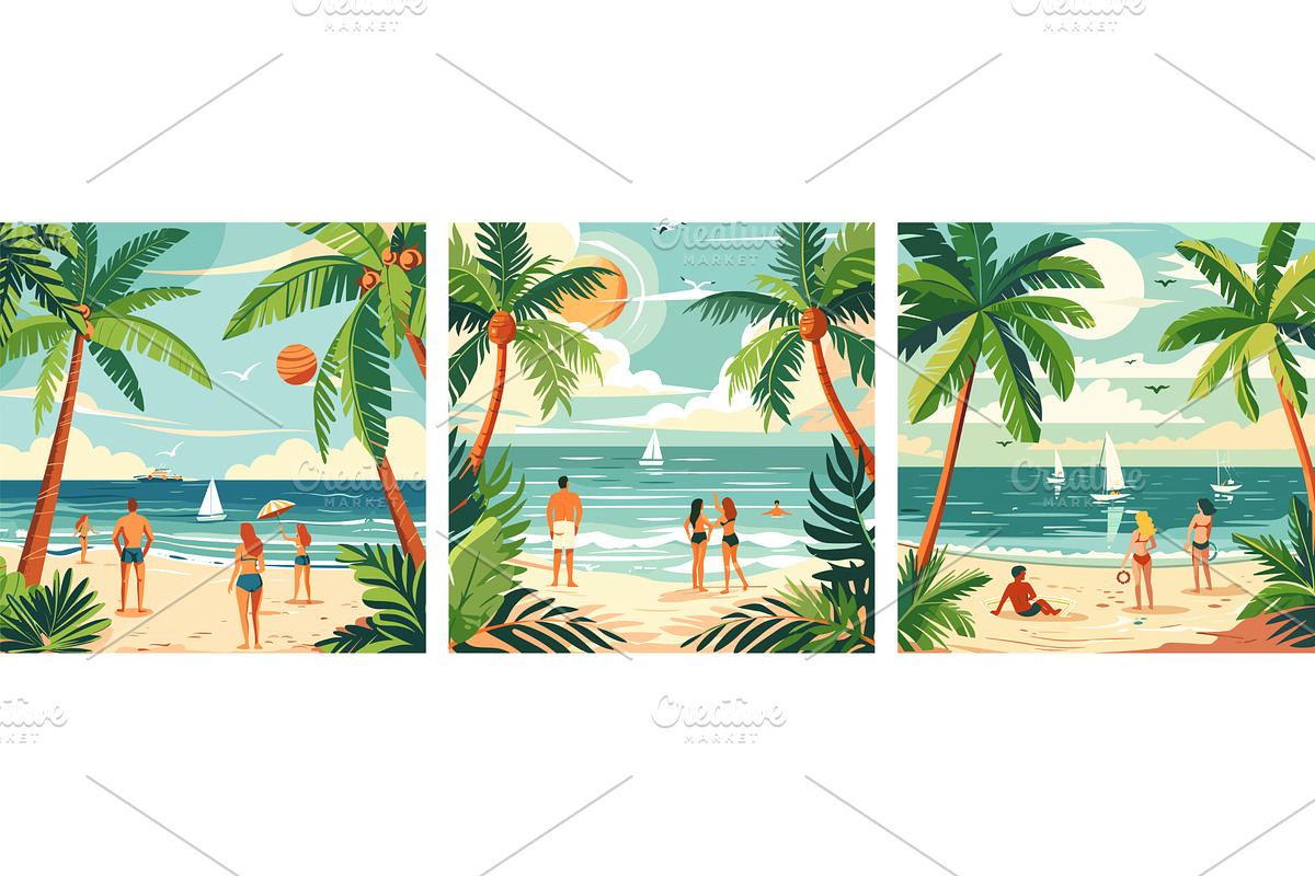 Tropical shore cartoon vector, an Illustration by Onyx