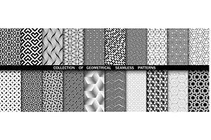 Geometric set of seamless black and, a Pattern Graphic by RODINA