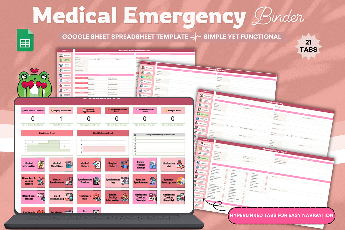Medical Emergency Binder Spreadsheet, a Templates & Theme by bellaROSEworkshop (Photo 1 of 6)