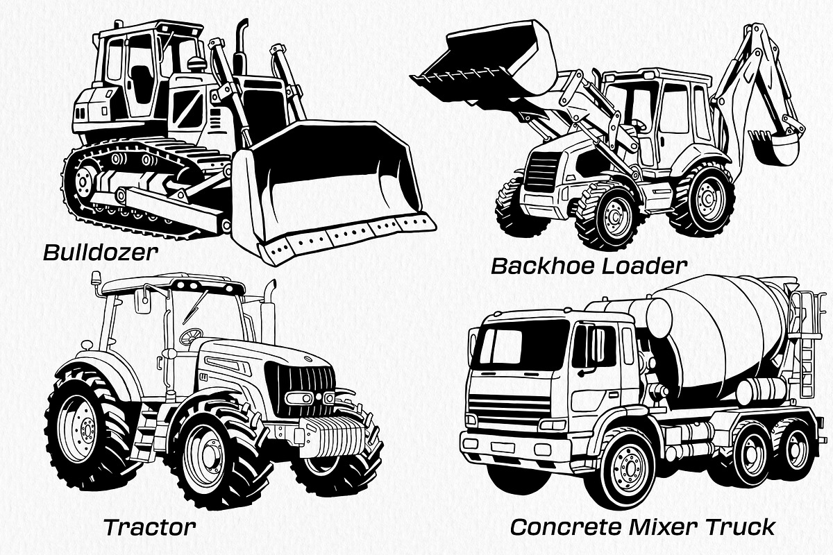 Heavy Vehicle Hand-Drawn Vector, a Transportation Illustration by Tekuni (Photo 5 of 9)