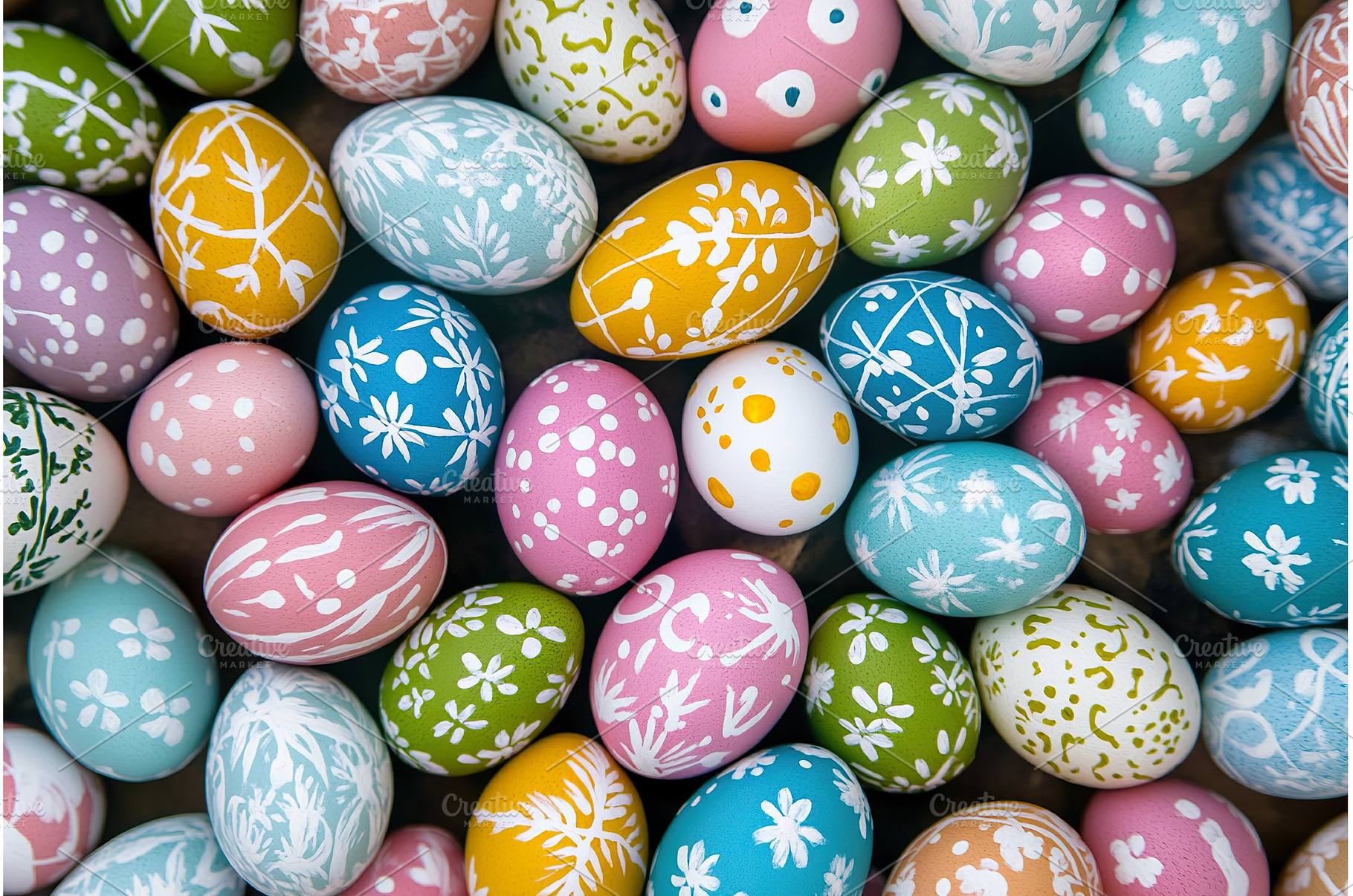 Colorful hand painted easter eggs, a Holiday Photo by Lermont51