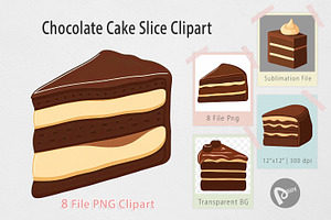 Chocolate Cake Slice Clipart, a Graphic by Artnoy