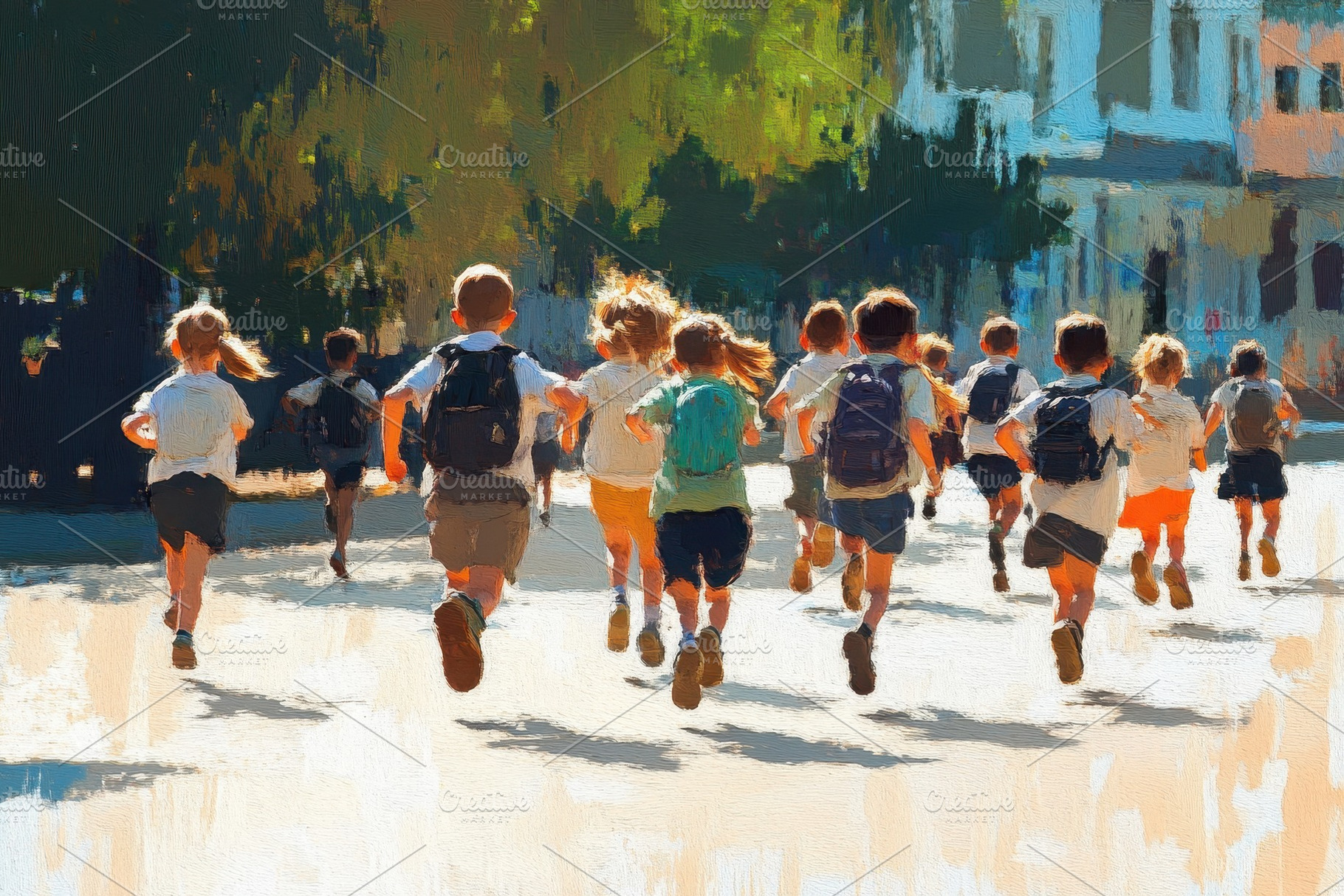 Kids running at school, a Photo by Pavel_design