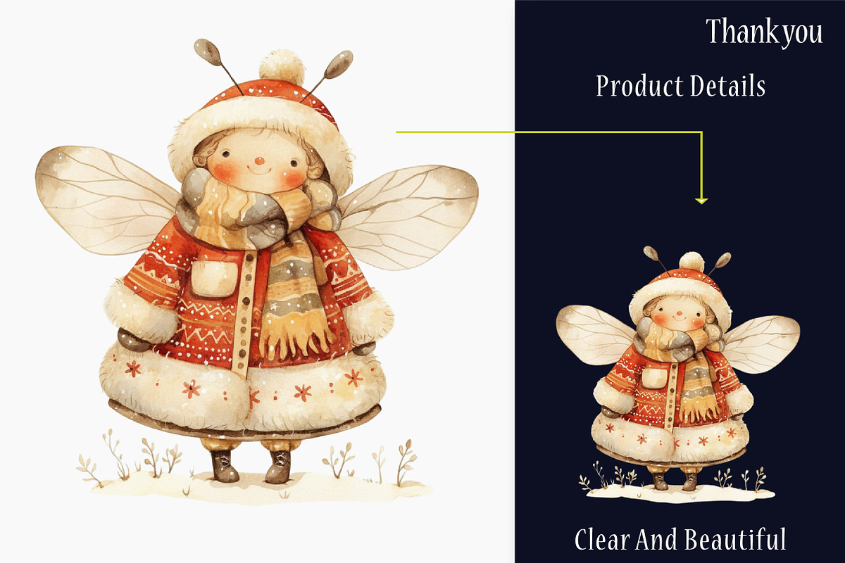 Cute Cartoon Christmas Bees Clipart, an Illustration by designcity5 (Photo 5 of 5)