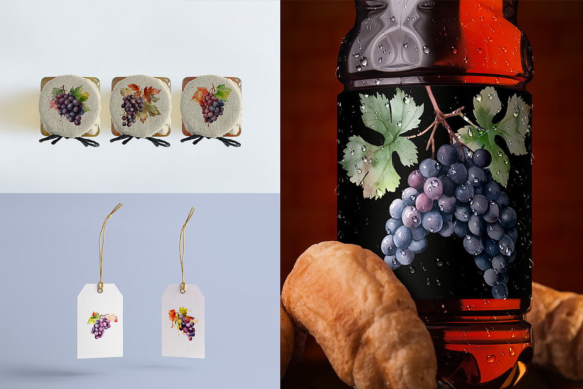 Watercolor Grape Clipart, a Food Illustration by MuzaArtStudio (Photo 5 of 6)