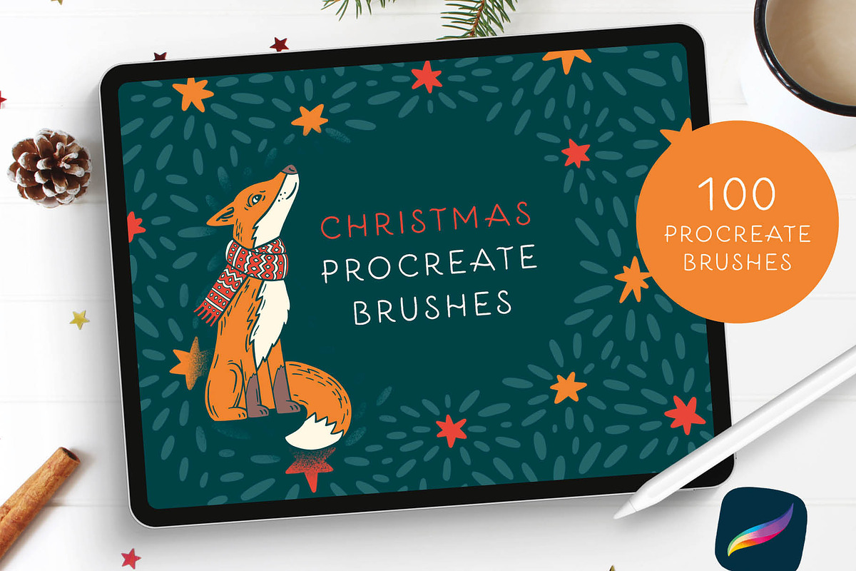 100 Christmas Procreate Brushes, a Brush Add-On by Pencil Twist