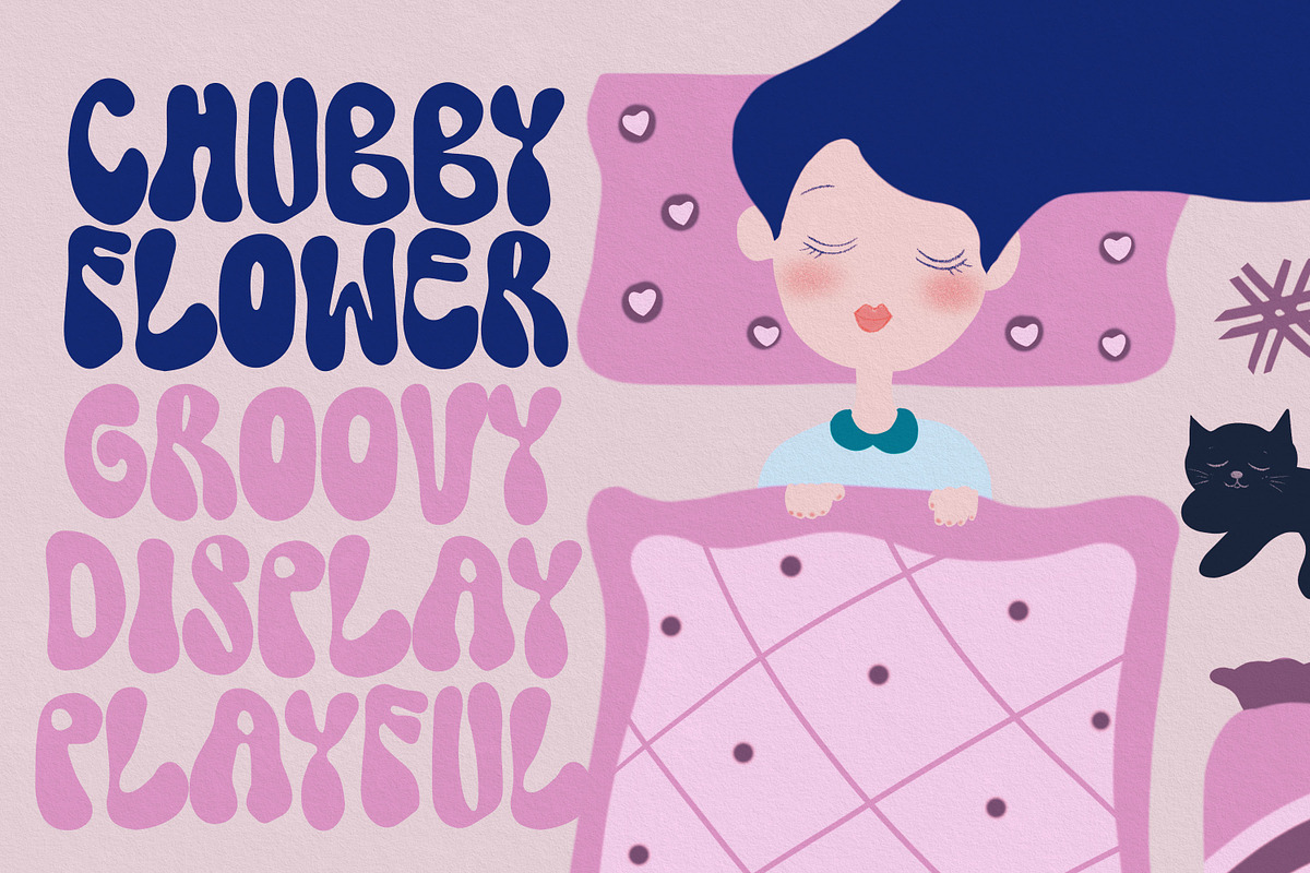 Chubby Flower - Groovy & Playful, a Font by Deeezy (Photo 6 of 6)