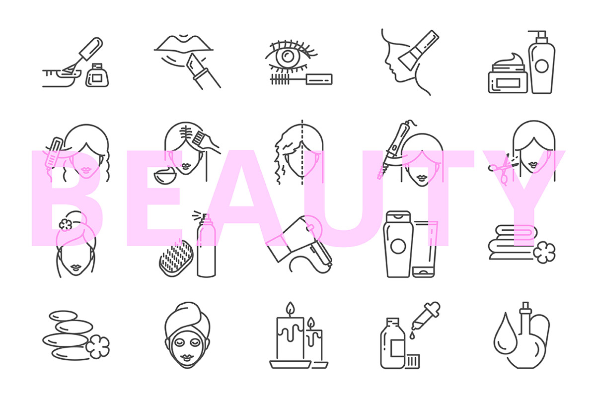 Beauty icons set, an Outline Icon by mayrum (Photo 2 of 2)