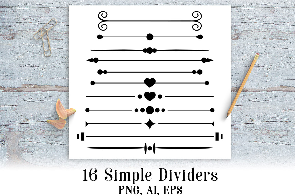16 Simple Page Dividers, an Object Graphic by The Digital Download Shop (Photo 1 of 3)