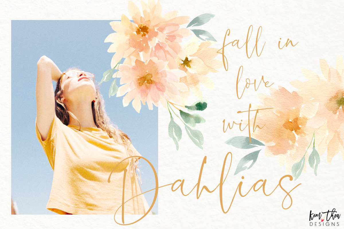 Peach and Cream Dahlias, an Illustration by Kim Thoa Designs (Photo 2 of 14)