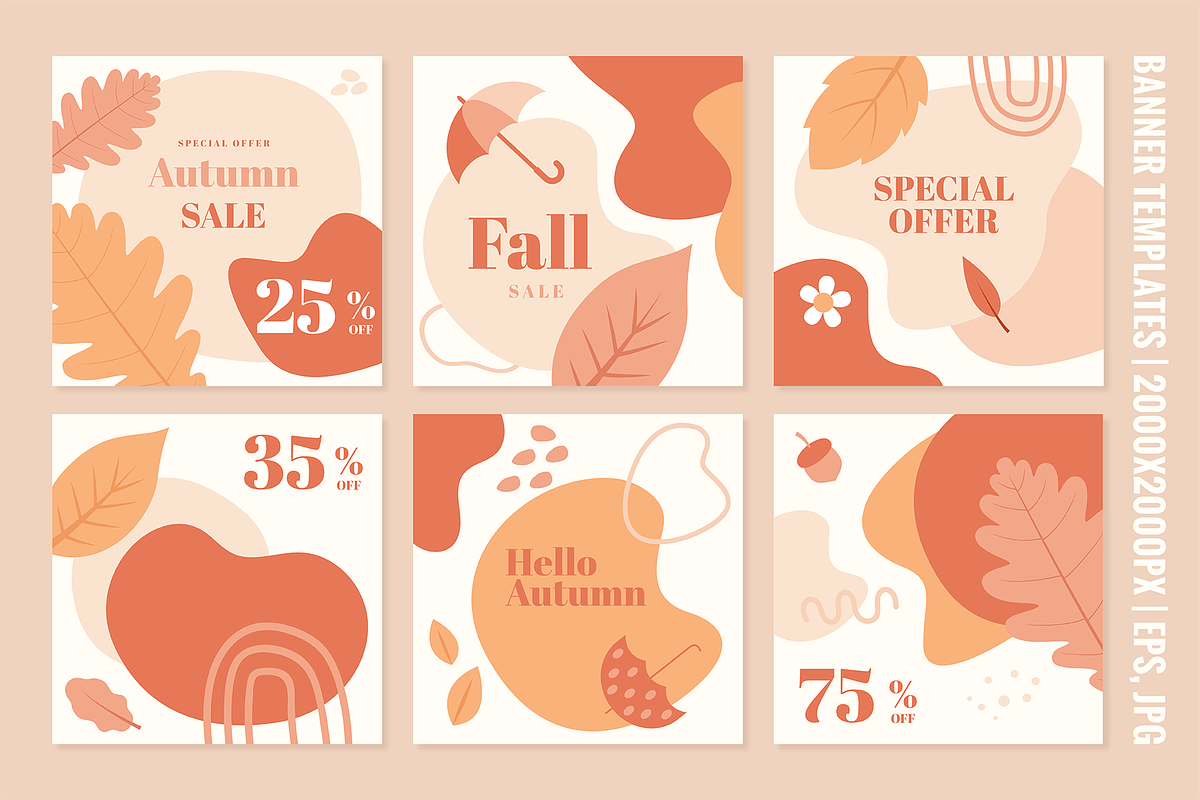 FALL - 6 banner for autumn sale, a Social Media Template by Ninos Mandala
