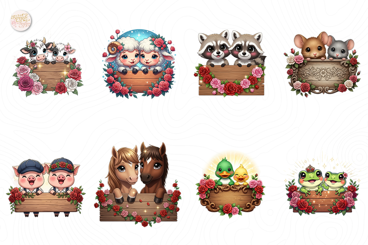 Cute Animal Couple PNG Clipart, an Animal Illustration by KennedyStudio (Photo 2 of 5)