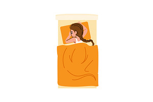 Woman sleeping peacefully in bed, an Illustration by pikepicture