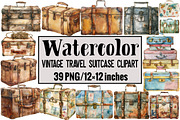 Vintage Travel Suitcase Clipart, an Illustration by Design Market (Thumbnail 1 of 3)