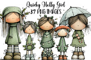Quirky Holly Girl Clipart, an Illustration by DreamArtGraphic (Thumbnail 1 of 5)