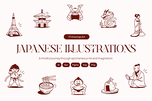 Japanese Drawing Illustration, an Outline Icon by Vectors Market