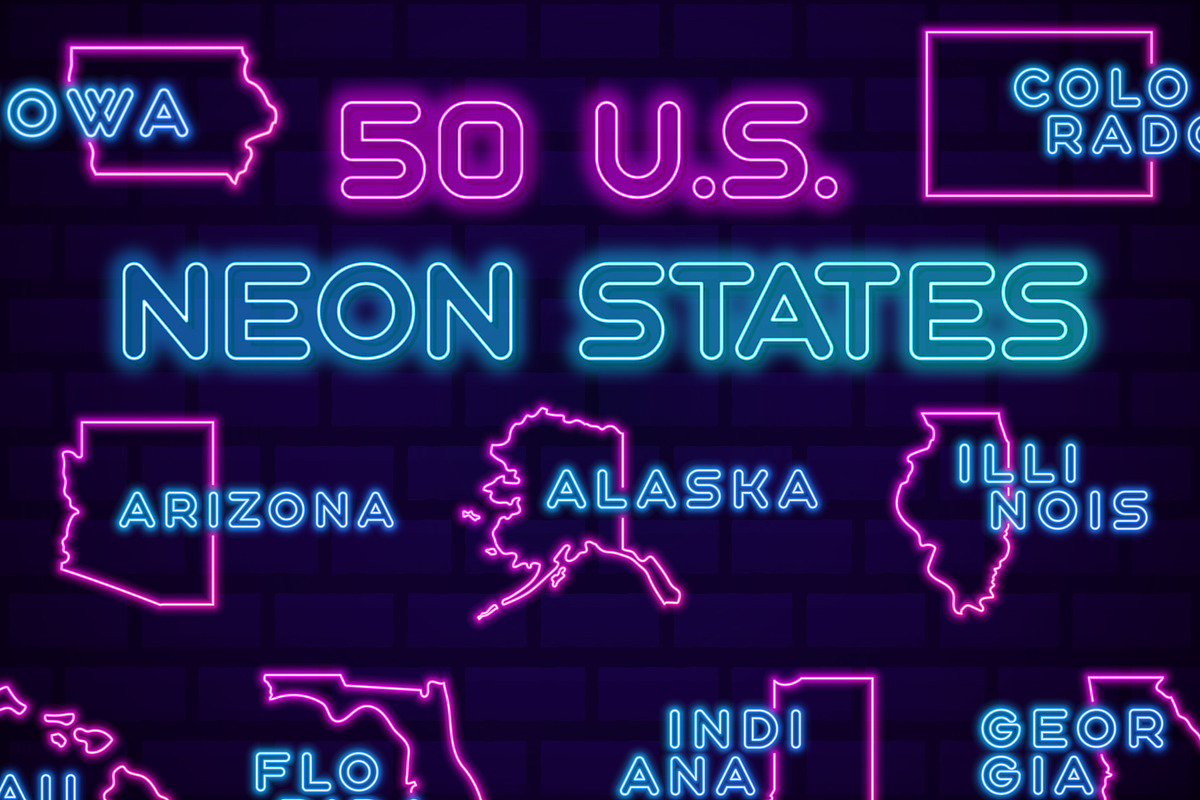 50 USA Neon States, an Object Graphic by Lunarts Studio (Photo 1 of 7)