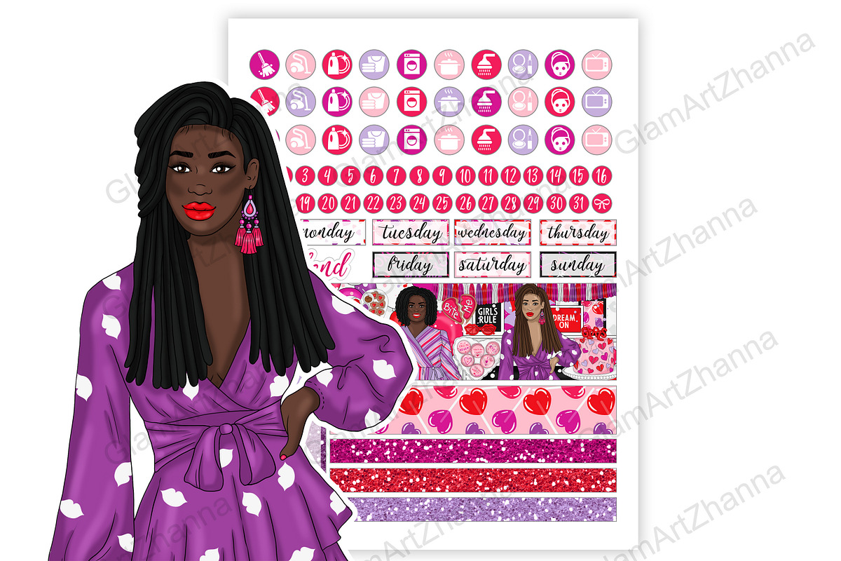 Galentines Stickers 2,25x1,5, a Stationery Template by GlamArtZhanna (Photo 4 of 6)